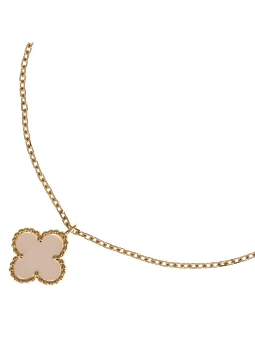 Van Cleef & Arpels Sweet Alhambra Mother of Pearl Pendant Chain Yellow